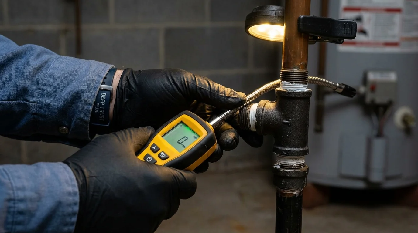 Gas leak detection with electronic sniffer by Johns Plumbing LLC in Crystal City