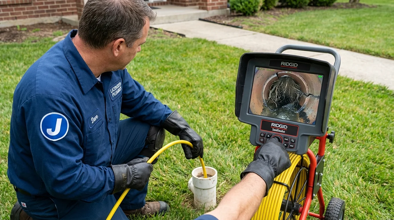 Sewer camera inspection being performed by Johns Plumbing LLC in Crystal City